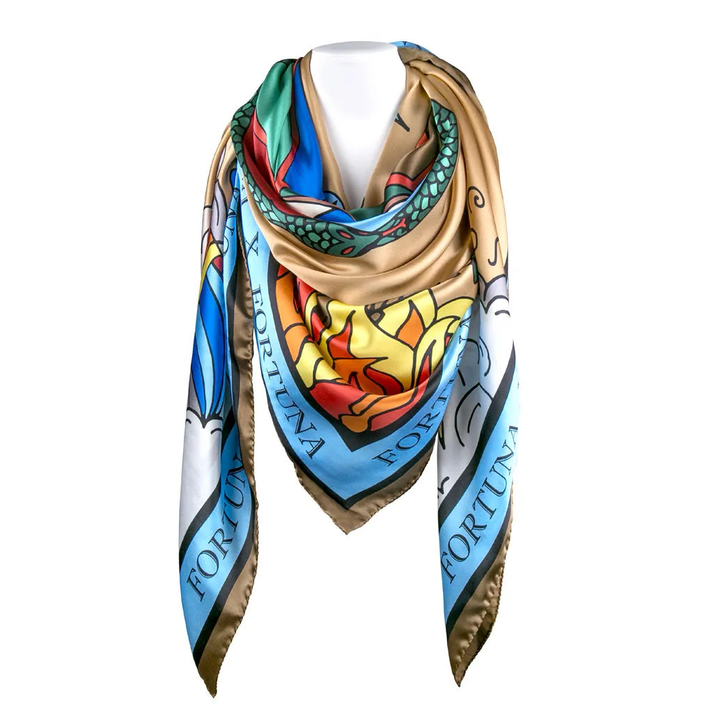 Fortuna The Wheel of Fortune Tarocchi Tarot Card Silk Scarf