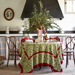 French Tablecloth Baies de Houx Red & Green