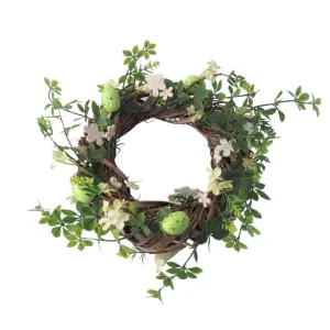 Green and White Speckled Egg Easter Wreath