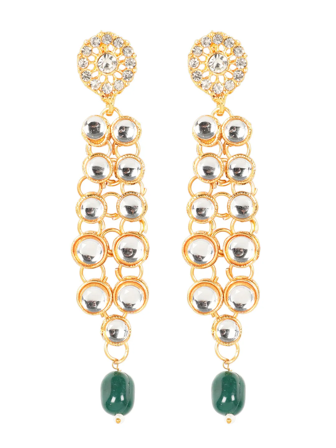 Green Gold-Plated Bridal Kundan Layered Jewellery Set