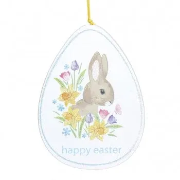 Happy Easter Wooden Bunny Plaque