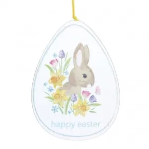 Happy Easter Wooden Bunny Plaque