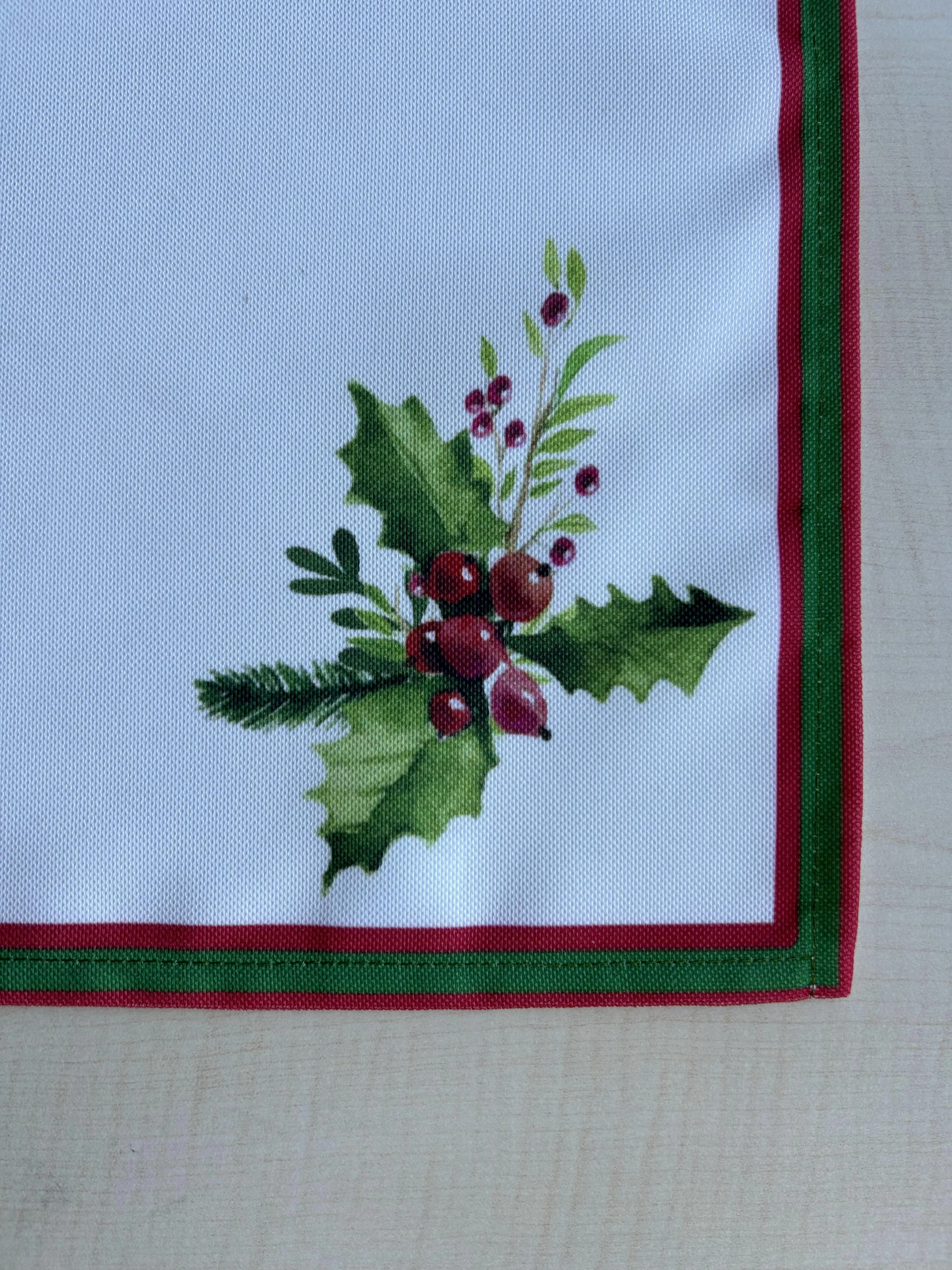 Holly Berry and Greenery Pattern Placemats - Nature Inspired Decorating