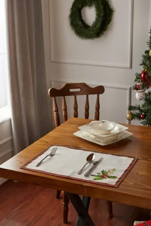 Holly Berry and Greenery Pattern Placemats - Nature Inspired Decorating