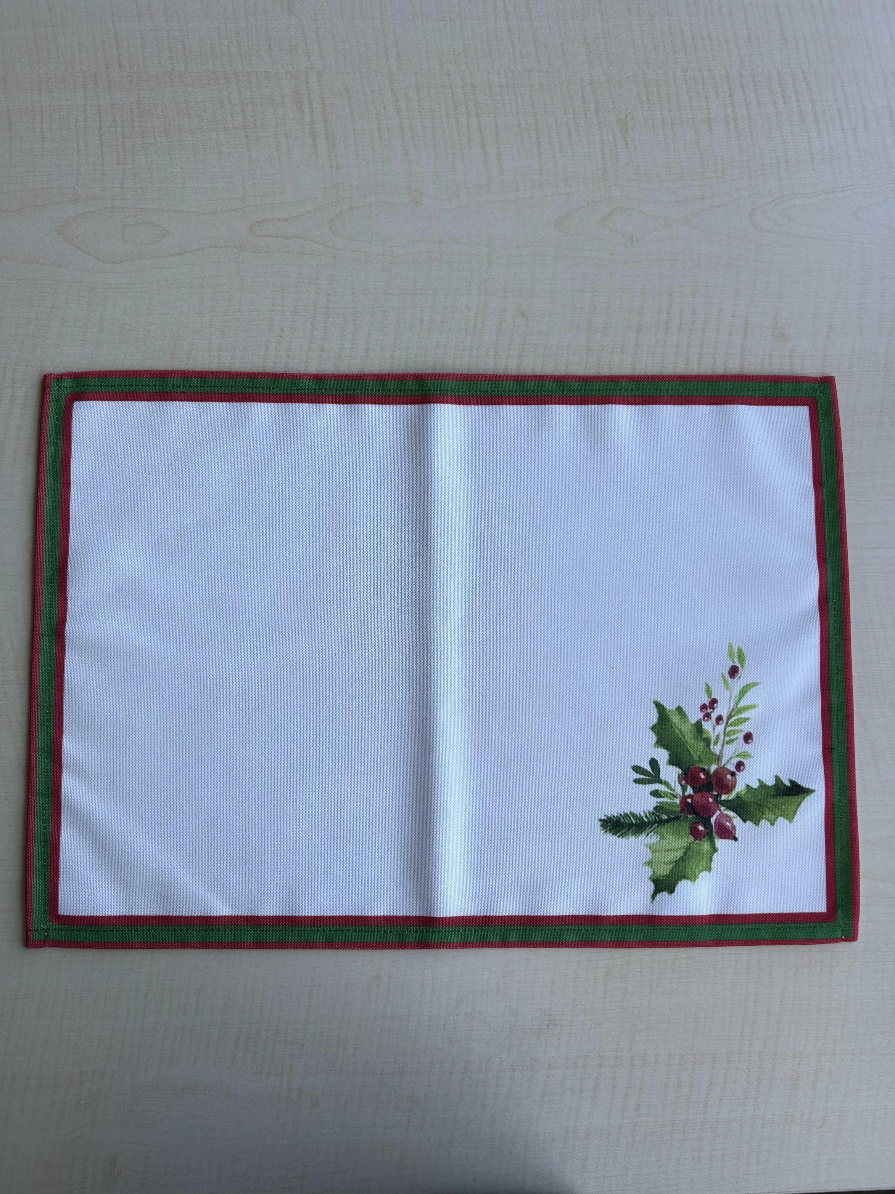 Holly Berry and Greenery Pattern Placemats - Nature Inspired Decorating