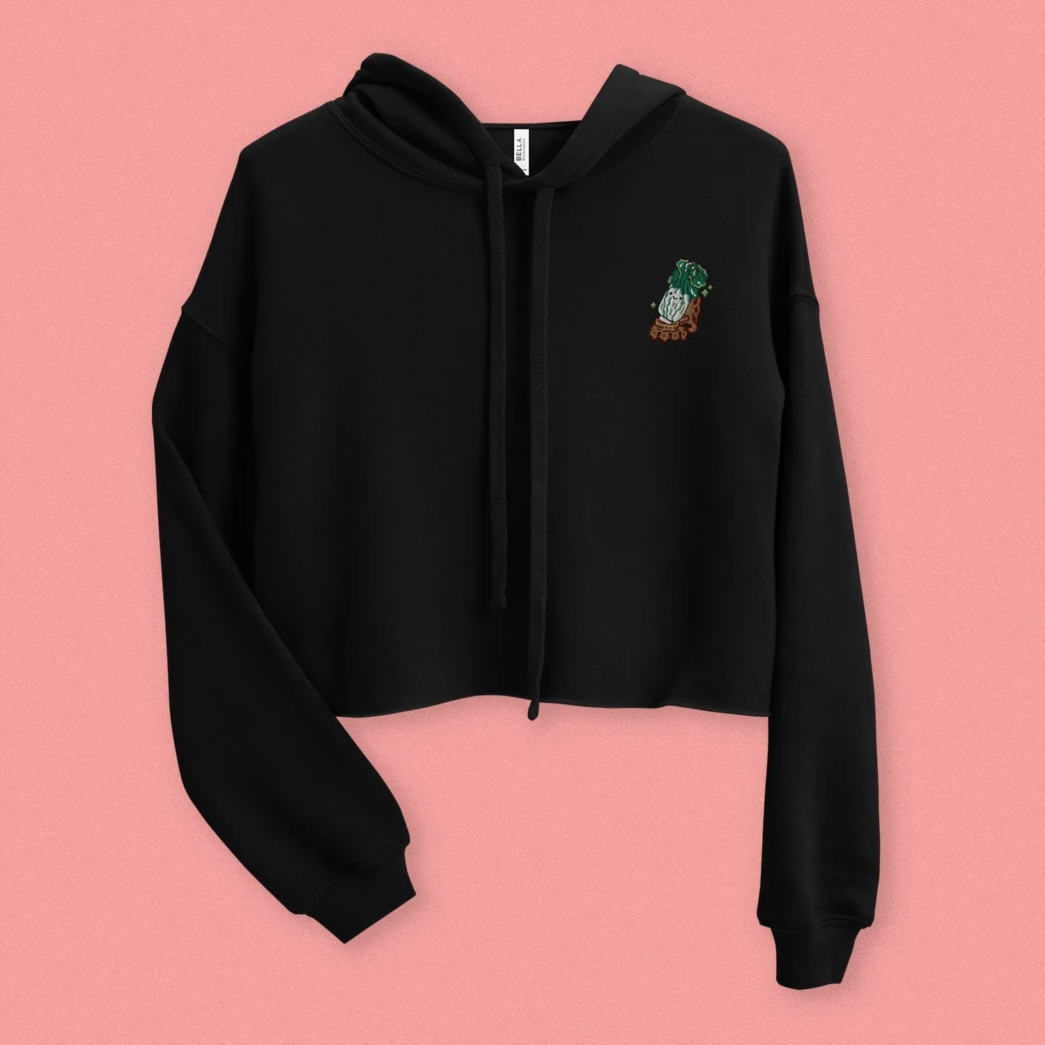 Jadeite Cabbage (Bok Choy) Embroidered Crop Hoodie