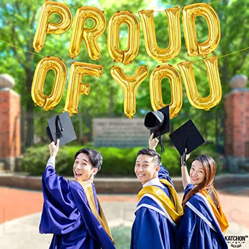 KatchOn, Gold Proud of You Balloons - 16 Inch | Proud of You Banner, Congratulation Balloons for Gold Graduation Decorations Class of 2023 | Gold Graduation Balloons 2023, Congratulations Decorations