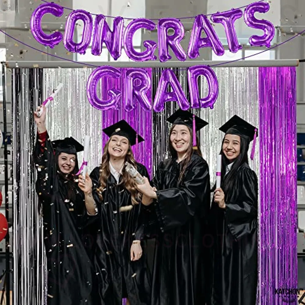 KatchOn, Purple Congrats Grad Balloons Banner  - Big, 16 Inch | Graduation Balloons | Congratulations Balloons for Lavender Graduation Decorations Class of 2023 Purple | Congrats Balloons Banner