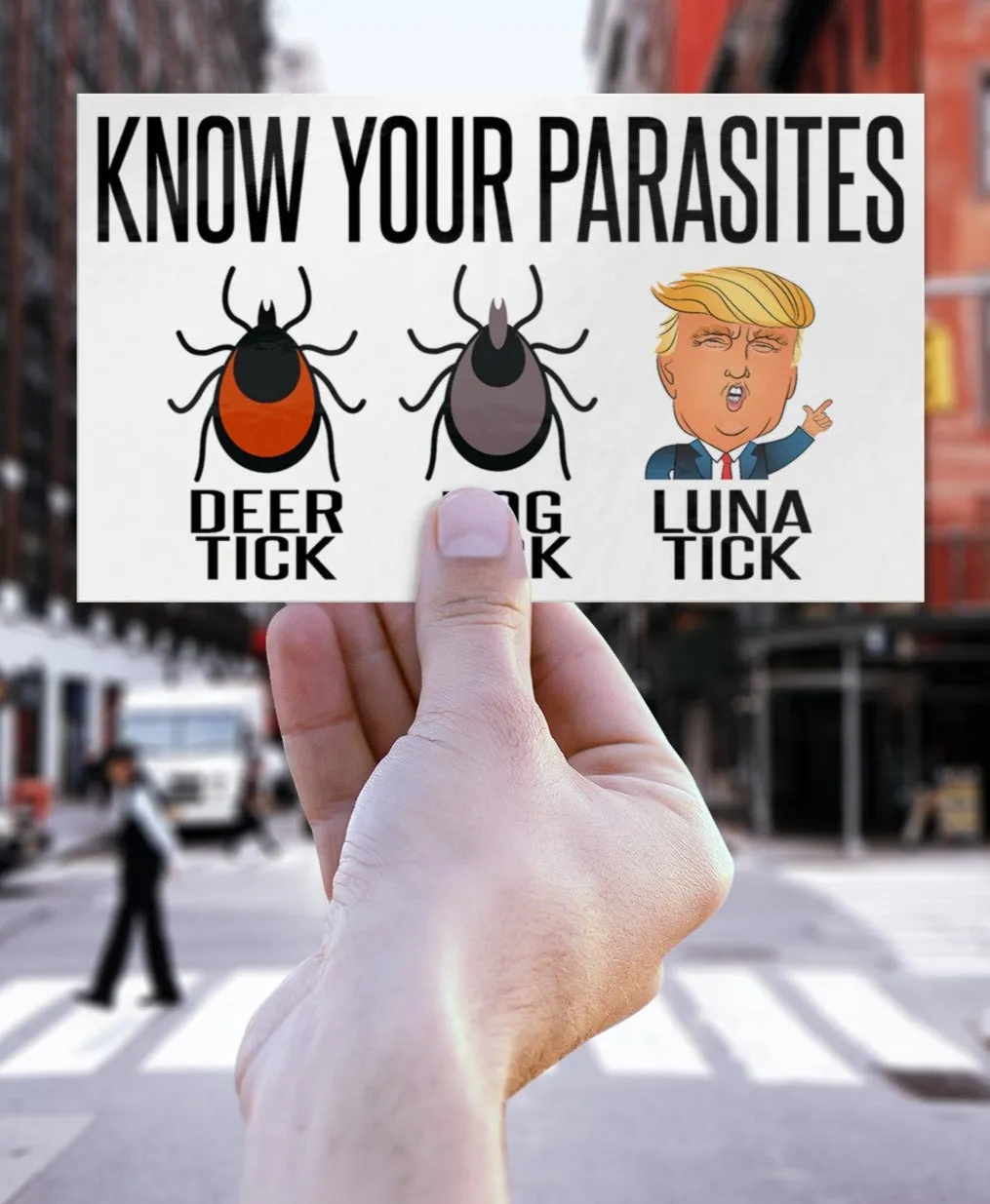 KNOW Your Parasites TRUMP Luna Tick Vinyl STICKERS 3x5 or 4.5x7.5