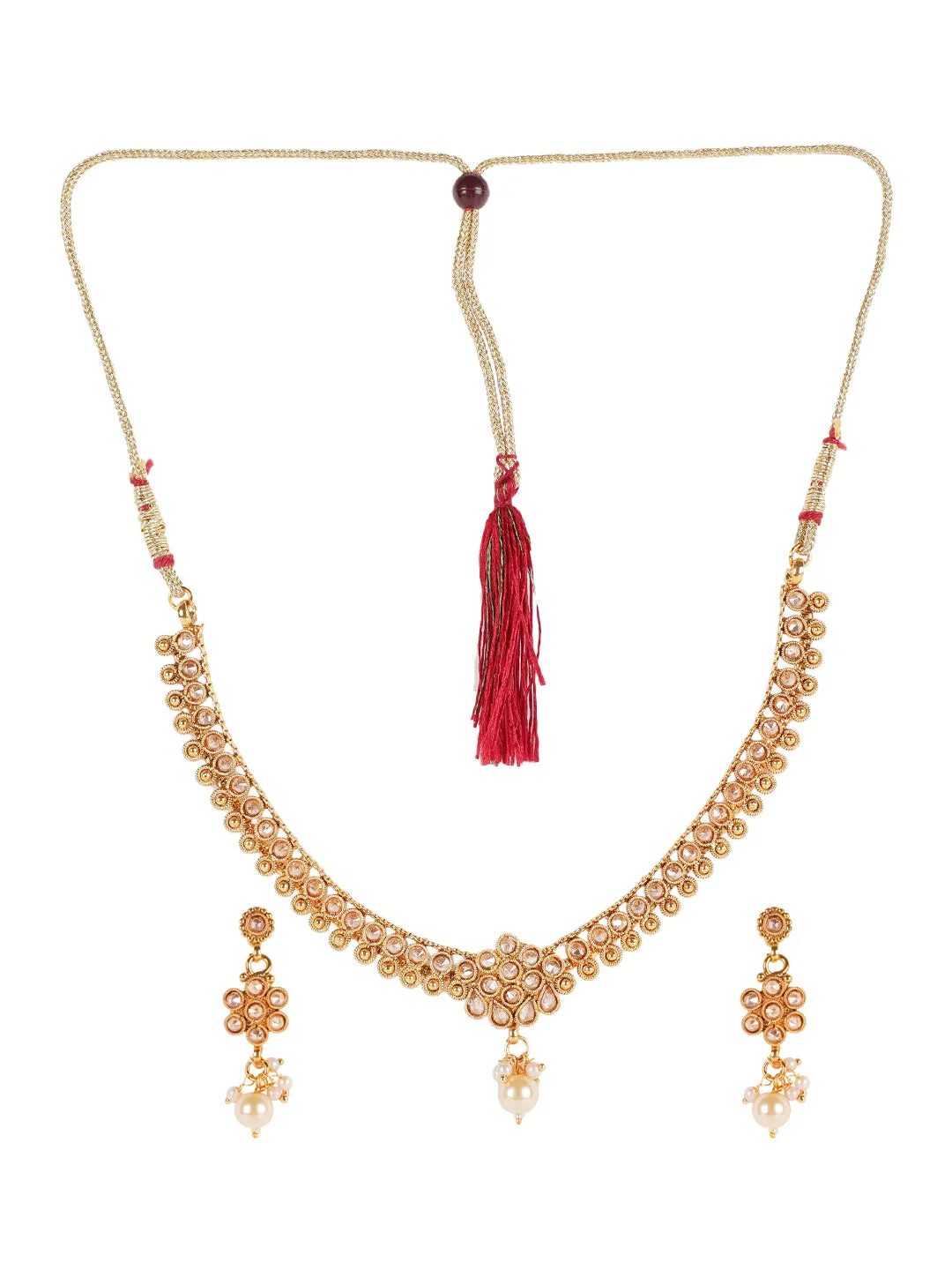 Kundan & Pearls Gold Plated Jewellery Set