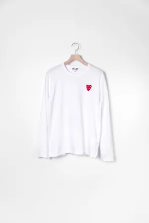 Long Sleeve Layered Double Emblem Tee White/Red T292