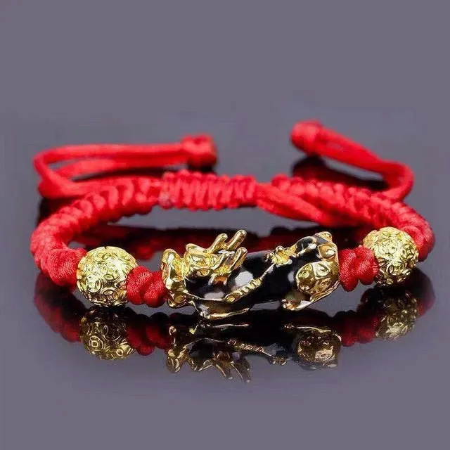 Lucky Pixiu Dragon Wealth Bracelet Knot Braided Rope Pi Xiu Color Changing Bracelet