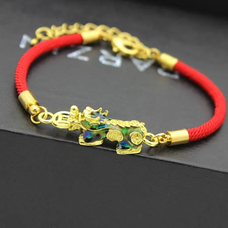 Lucky Pixiu Dragon Wealth Bracelet Knot Braided Rope Pi Xiu Color Changing Bracelet