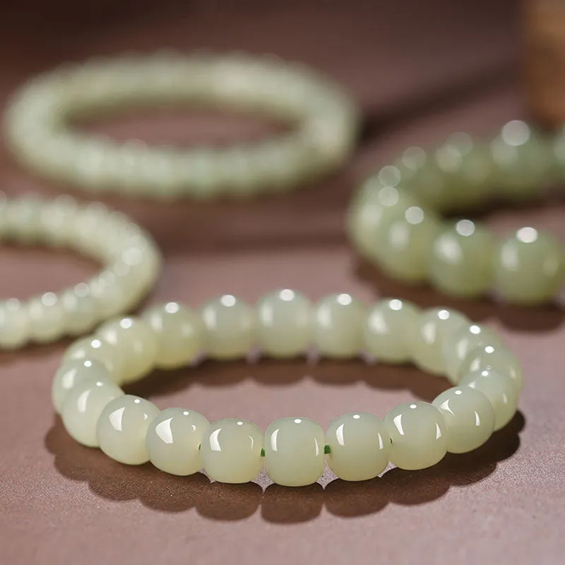 Minimalist Classic Style Natural Hetian Qingshui Jade Bracelet for Women Chinese Jewelry Gift