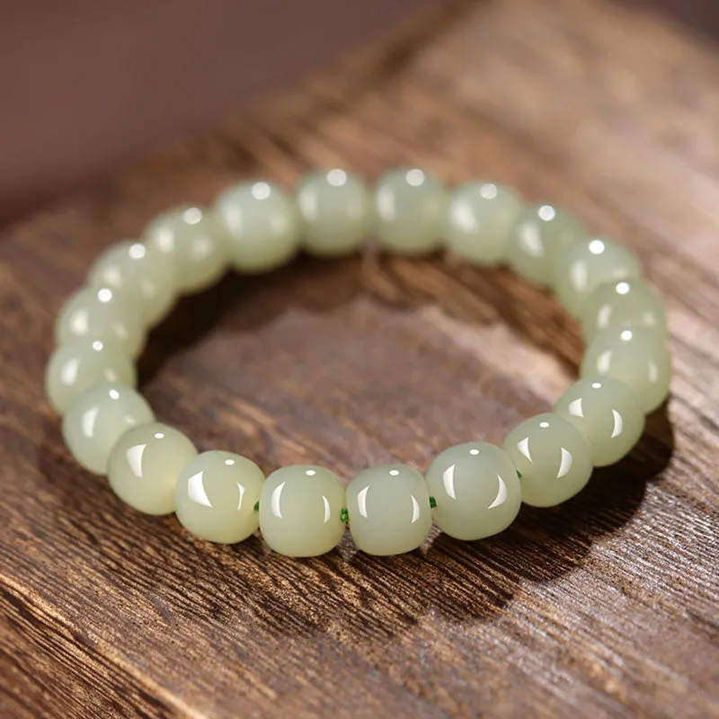 Minimalist Classic Style Natural Hetian Qingshui Jade Bracelet for Women Chinese Jewelry Gift