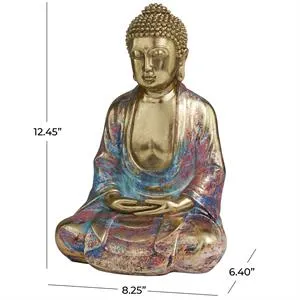 Multi Colored Resin Buddha Sculpture, 8" X 6" X 12" - Home Decor