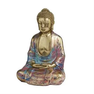 Multi Colored Resin Buddha Sculpture, 8" X 6" X 12" - Home Decor