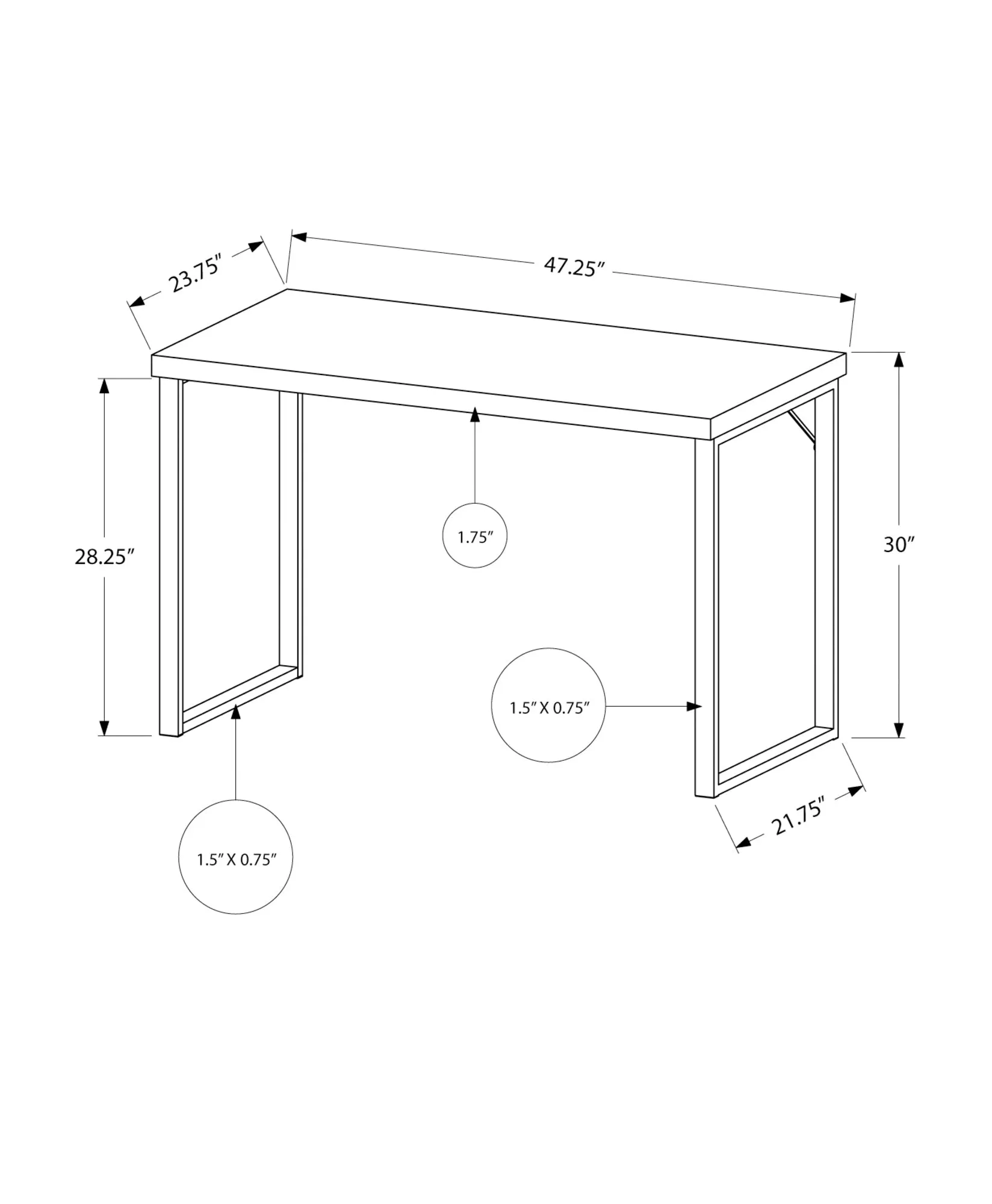 OFFICE SERIES - 48"L / ESPRESSO / SILVER METAL