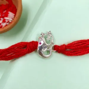 Pure Sterling Silver Om Ganpati Rakhi