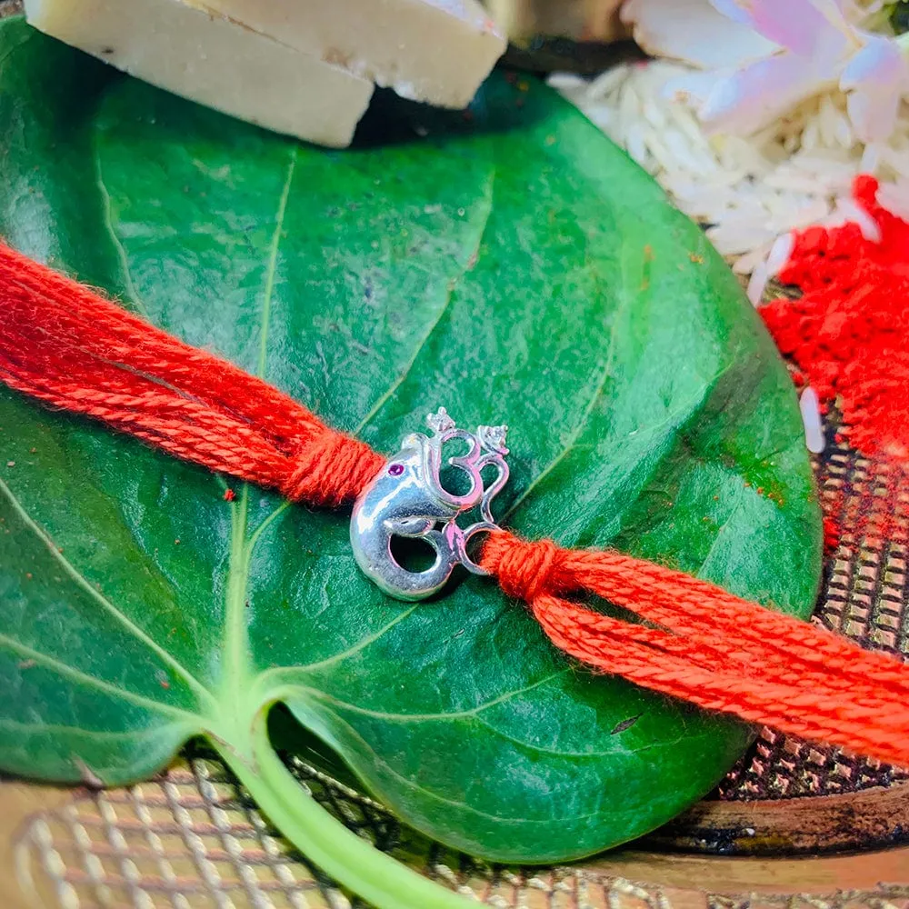 Pure Sterling Silver Om Ganpati Rakhi