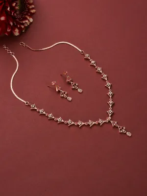 Rose Gold-Plated Ruby Ad-Studded Handcrafted Jewellery Set