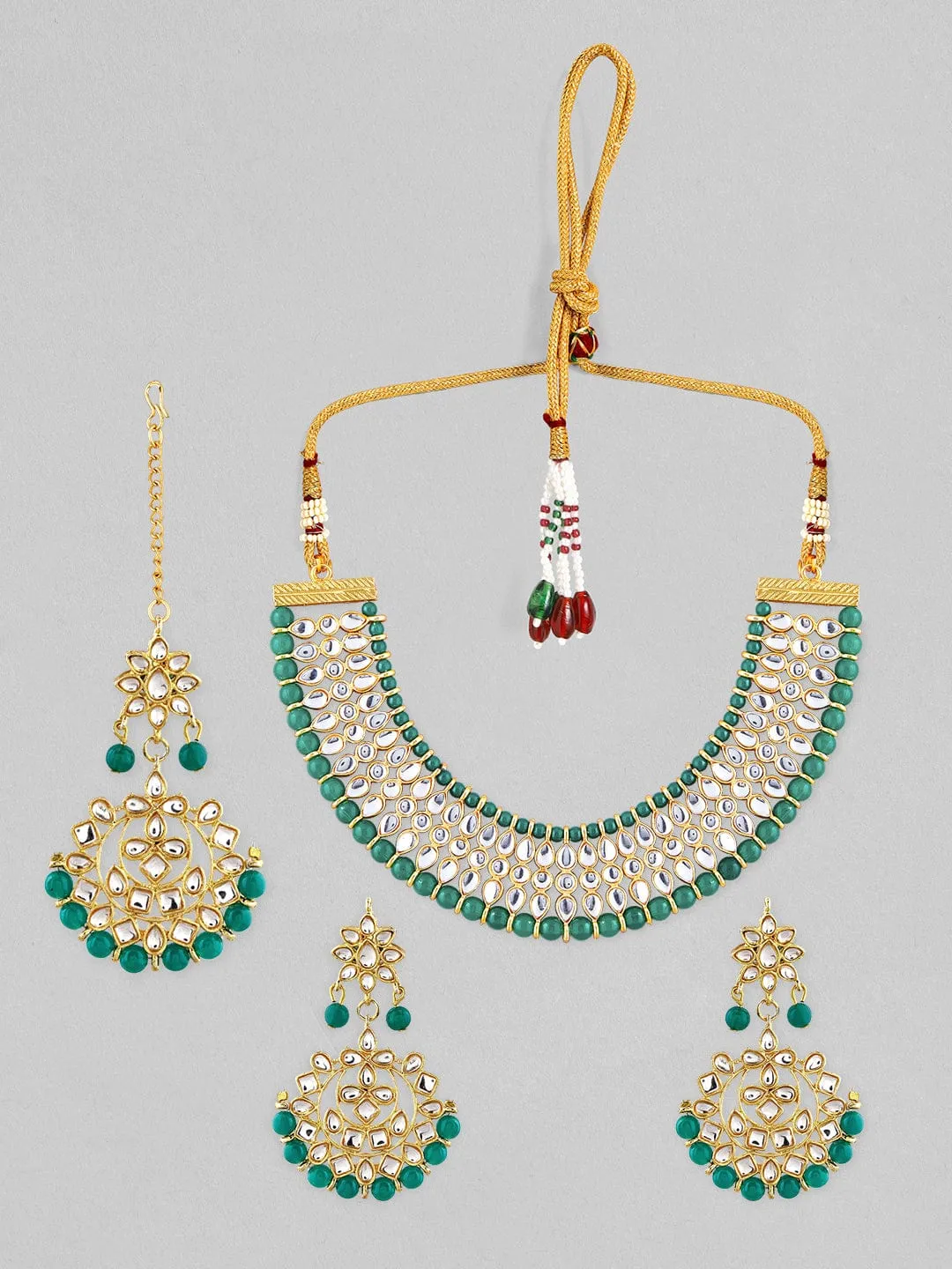 Rubans Gold Plated Kundan Necklace Set With Traditional Design