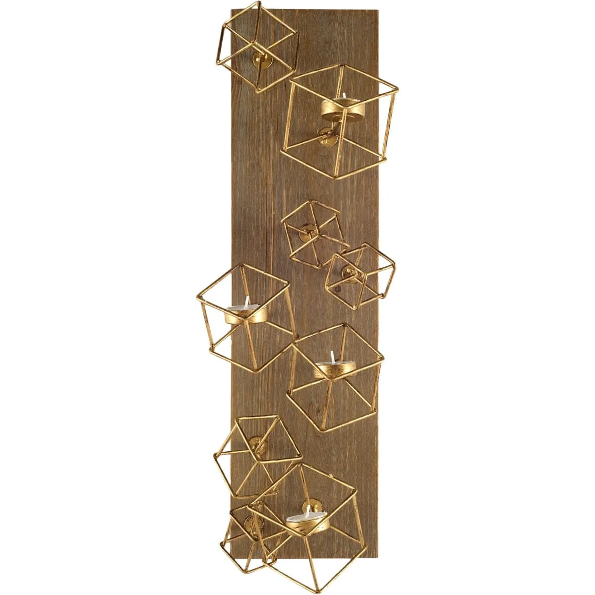 Salvador Wall Candle Holder Brown Wood | Brass Metal