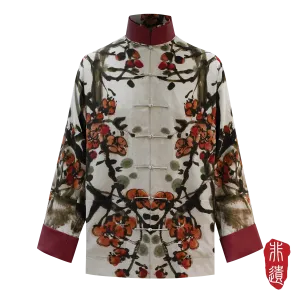 SPARKLE COLLECTION x HKMoA【PLUM BLOSSOMS】Masterpiece Collection Haute Couture 100% Silk Tang Jacket / Kung Fu Jacket (紅梅圖) (吳昌碩)