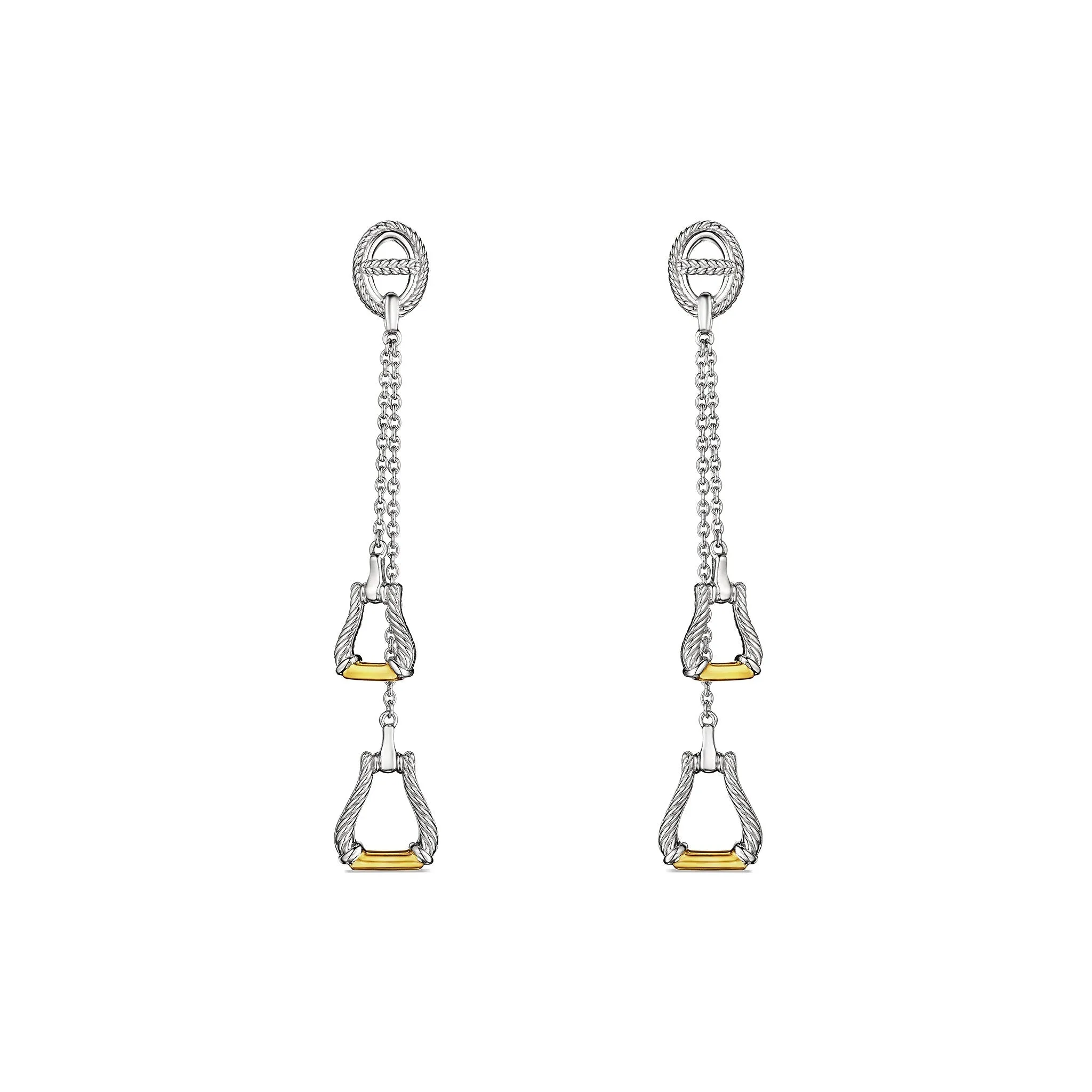 Vienna Double Stirrup Drop Earrings with 18K Gold