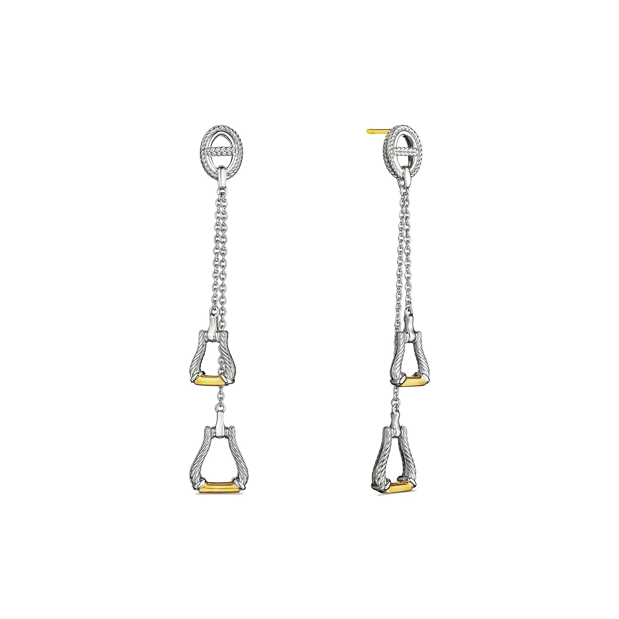 Vienna Double Stirrup Drop Earrings with 18K Gold