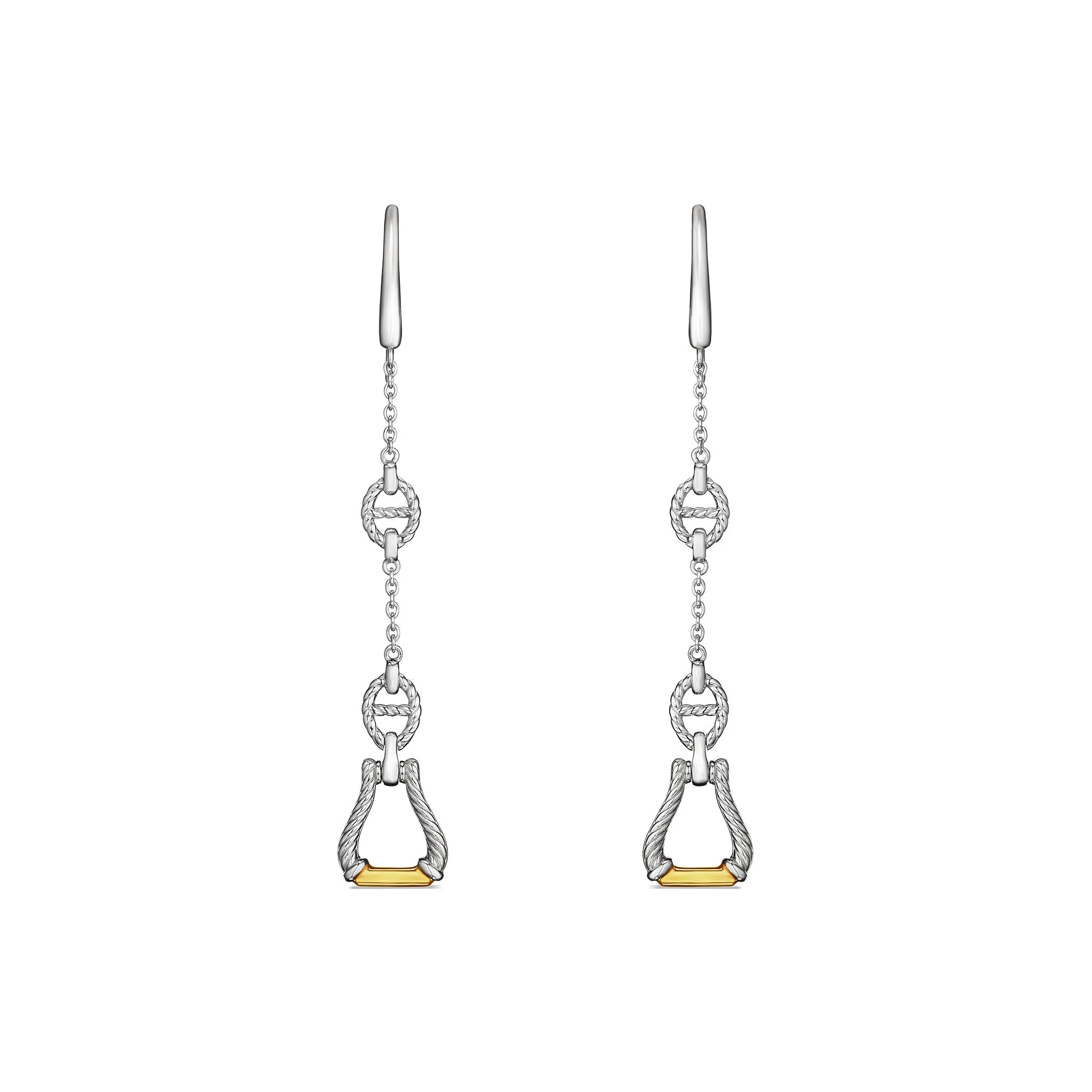 Vienna Linear Stirrup Drop Earrings with 18K Gold