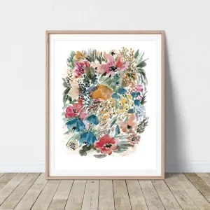 Watercolor Flowers Botanical Poster Print