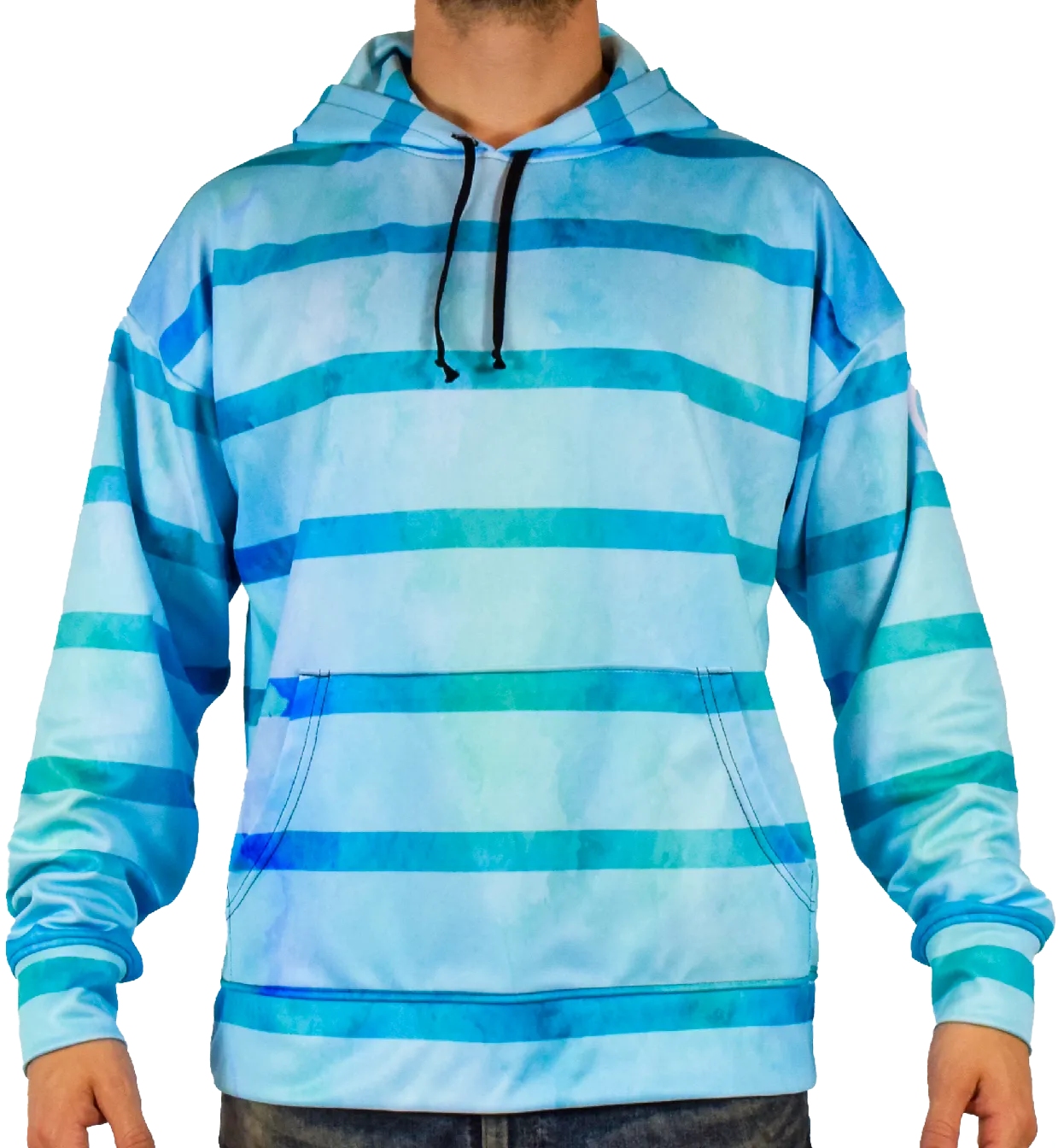 Watercolor Stripes Pullover Hoodie by Leeward Look