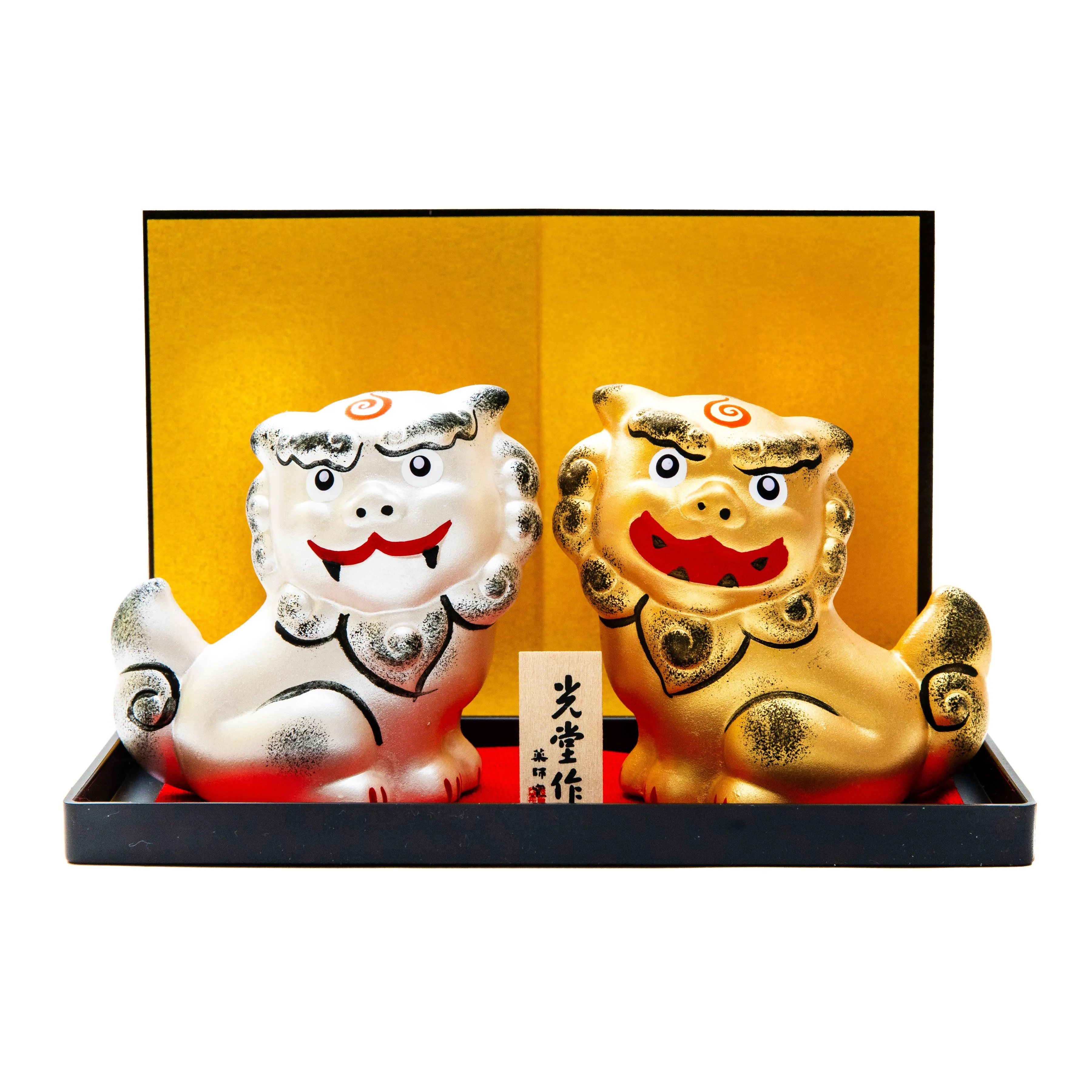 Yakushigama Ceramic Shisa Lion Pair - Elegantly Crafted Okinawan Guardian Statues