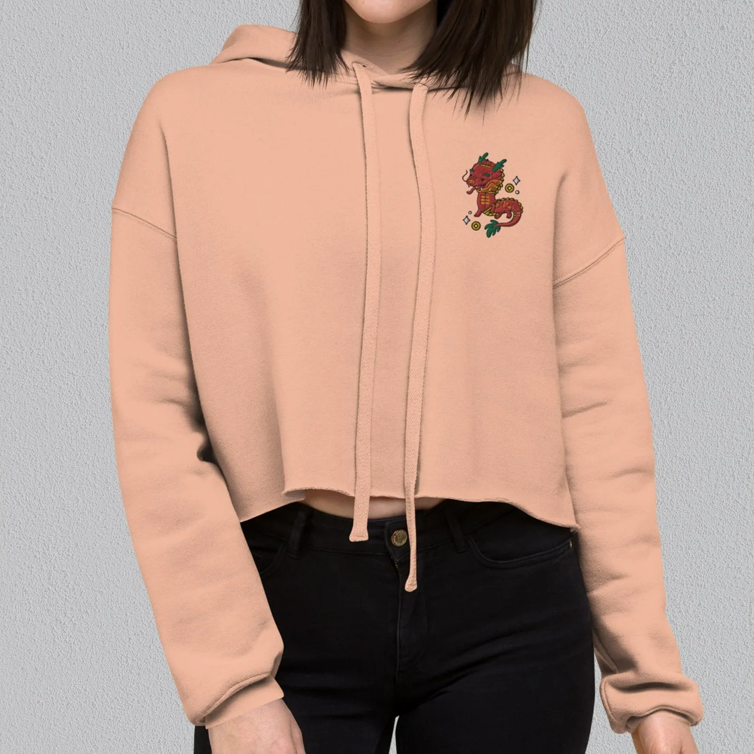 Year of the Dragon Embroidered Crop Hoodie